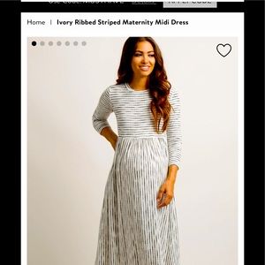 Sew in Love Ivory Ribbed Striped Maternity Dress
